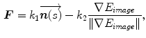 $$\begin{aligned} \varvec{F} = k_{1}\overrightarrow{\varvec{n}(s)} - k_{2}\frac{\nabla E_{image}}{\Vert \nabla E_{image} \Vert }, \end{aligned}$$