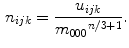 $$\begin{aligned} n_{ijk} =\frac{u_{ijk} }{{m_{000}}^{n/3+1}}. \end{aligned}$$