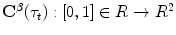 $$\mathbf{C}^\beta (\tau _t):[0, 1] \in R \rightarrow R^2$$