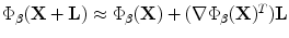 $$\Phi _{\beta }(\mathbf{X}+\mathbf{L}) \approx \Phi _{\beta }(\mathbf{X})+(\nabla \Phi _{\beta }(\mathbf{X})^{T})\mathbf{L}$$