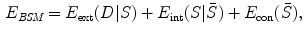 $$\begin{aligned} E_{\textit{BSM}}=E_{\text {ext}}(D{|}S)+E_{\text {int}}(S{|}\bar{S})+E_{\text {con}}(\bar{S}), \end{aligned}$$