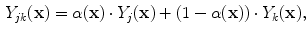 $$\begin{aligned} Y_{jk}({\mathbf {x}}) = \alpha ({\mathbf {x}})\cdot Y_j({\mathbf {x}}) + (1 -\alpha ({\mathbf {x}}))\cdot Y_k({\mathbf {x}}), \end{aligned}$$