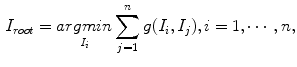 $$\begin{aligned} I_{root}=\underset{I_{i}}{{argmin}} \sum _{j=1}^{n} g(I_{i},I_{j}),i=1,\cdots ,n, \end{aligned}$$