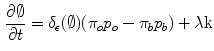 $$\begin{aligned} \frac{\partial \emptyset }{\partial t} = \delta _{\epsilon } (\emptyset ) (\pi _{o} p_{o} - \pi _{b} p_{b}) + \lambda \mathrm{k} \end{aligned}$$