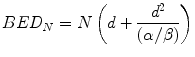 
$$ BE{D}_N=N\left(d+\frac{d^2}{\left(\alpha /\beta \right)}\right) $$
