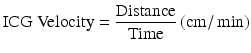 $$ \mathrm{I}\mathrm{C}\mathrm{G}\ \mathrm{Velocity} = \frac{\mathrm{Distance}}{\mathrm{Time}}\left(\mathrm{cm}/ \min \right) $$