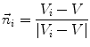 $$\vec{n}_{i} = \frac{{V_{i} - V}}{{\left| {V_{i} - V} \right|}}$$