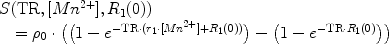 $$\begin{array}{ll}&S(\textrm{TR},[M{n^{2 + }}],{R_1}(0))\\ &\quad= {\rho _0} \cdot \big(\big(1 - {e^{ -{\textrm{TR}} \cdot (r_1 \cdot [M{n^{2 + }}] + {R_1}(0))}}\big) - \big(1 - {e^{ - {\textrm{TR}} \cdot {R_1}(0)}}\big)\big)\end{array}$$