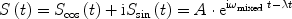 $$S\left(t\right) = {S_{\cos }}\left(t\right) + \textrm{i}{S_{\sin }\left(t\right)} = A \cdot {\textrm{e}^{\textrm{i}{\omega _{{\textrm{mixed}}}}{\textrm{ }}t - \lambda t}}$$