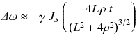 
$$ \varDelta \omega \approx -\gamma\ {J}_S\left(\frac{4L\kern0.1em \rho\ t}{\kern0.1em {\left({L}^2+4{\rho}^2\right)}^{3/2}}\right) $$
