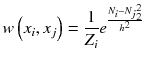 
$$ w\left({x}_i,{x}_j\right)=\frac{1}{Z_i}{e}^{\frac{N_i-{N_j}_2^2}{h^2}} $$
