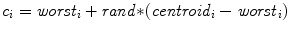 
$$\displaystyle{ c_{i} = \mathit{worst}_{i} + \mathit{rand} {\ast} (\mathit{centroid}_{i} -\mathit{worst}_{i}) }$$
